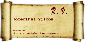 Rozenthal Vilmos névjegykártya
